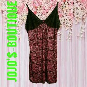 Plus size ! Pink and black zebra print sexy gown